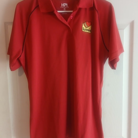 HP Tops - HP Red Polo Shirt with Heart Patch